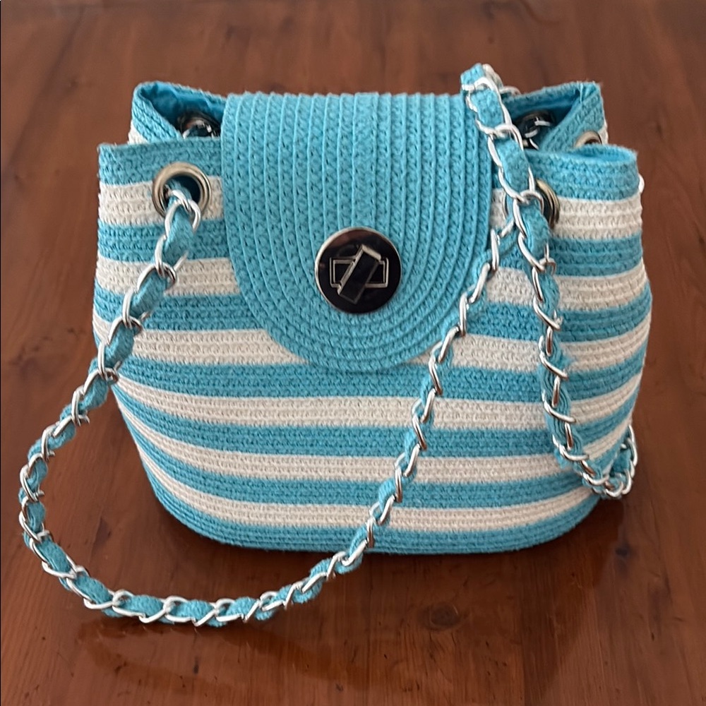 Striped Blue and White Women's Bag